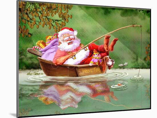 Santa Fishing-Nate Owens-Mounted Giclee Print