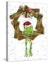 Santa Frog-Jennifer Zsolt-Stretched Canvas