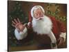 Santa Greeting-David Lindsley-Stretched Canvas