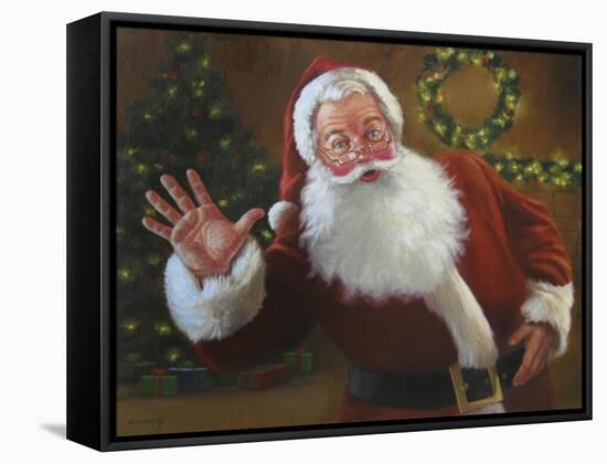 Santa Greeting-David Lindsley-Framed Stretched Canvas