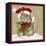 Santa Hat Wearing Mouse Holding Present-Beverly Johnston-Framed Stretched Canvas