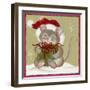 Santa Hat Wearing Mouse Holding Present-Beverly Johnston-Framed Giclee Print