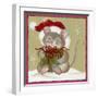 Santa Hat Wearing Mouse Holding Present-Beverly Johnston-Framed Giclee Print