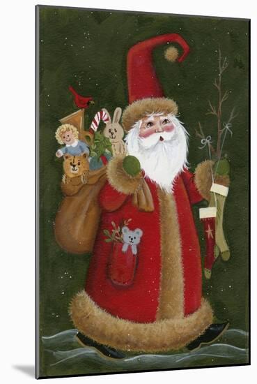 Santa Holding Toys and Stockings-Beverly Johnston-Mounted Giclee Print
