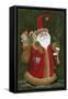 Santa Holding Toys and Stockings-Beverly Johnston-Framed Stretched Canvas