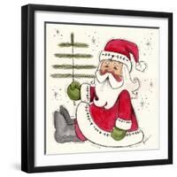 Santa Holding Tree-Beverly Johnston-Framed Giclee Print