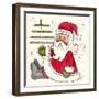 Santa Holding Tree-Beverly Johnston-Framed Giclee Print