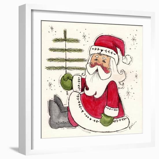 Santa Holding Tree-Beverly Johnston-Framed Giclee Print