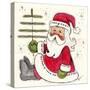 Santa Holding Tree-Beverly Johnston-Stretched Canvas