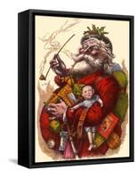 Santa Holds Armful of Toys, 1880-Thomas Nast-Framed Stretched Canvas
