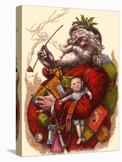 Santa Holds Armful of Toys, 1880-Thomas Nast-Stretched Canvas
