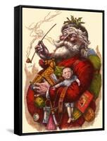 Santa Holds Armful of Toys, 1880-Thomas Nast-Framed Stretched Canvas