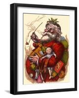 Santa Holds Armful of Toys, 1880-Thomas Nast-Framed Premium Giclee Print