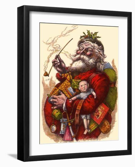 Santa Holds Armful of Toys, 1880-Thomas Nast-Framed Premium Giclee Print