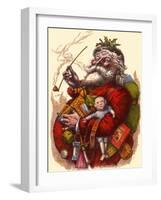 Santa Holds Armful of Toys, 1880-Thomas Nast-Framed Giclee Print