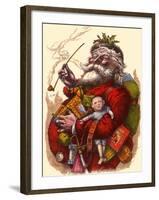 Santa Holds Armful of Toys, 1880-Thomas Nast-Framed Giclee Print