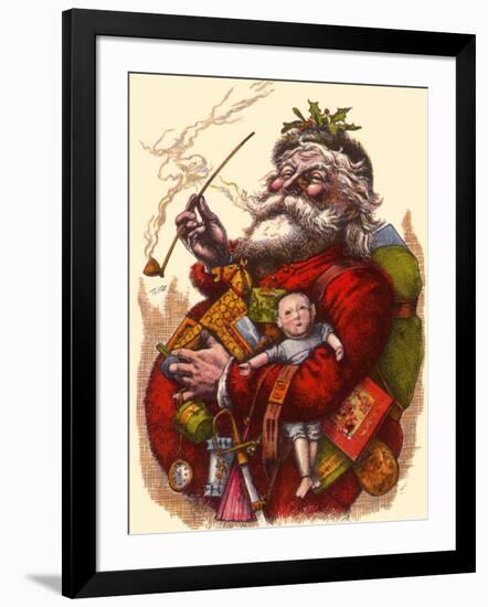 Santa Holds Armful of Toys, 1880-Thomas Nast-Framed Giclee Print