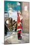 Santa Impersonator's Car Needs Repairs-null-Mounted Art Print