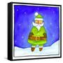 Santa in a Green Suit-null-Framed Stretched Canvas