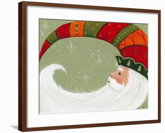 Santa in Elf’s Hat-Beverly Johnston-Framed Giclee Print