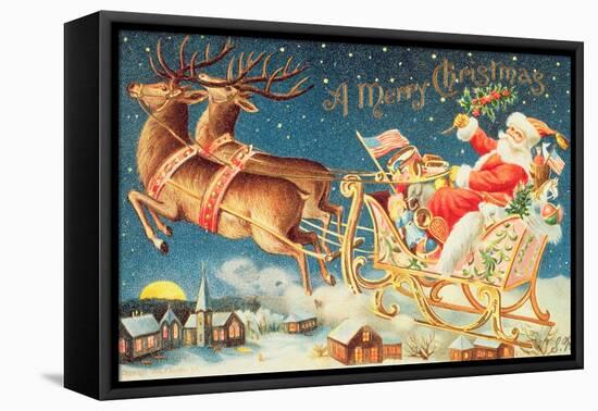 Santa in His Sleigh-null-Framed Stretched Canvas