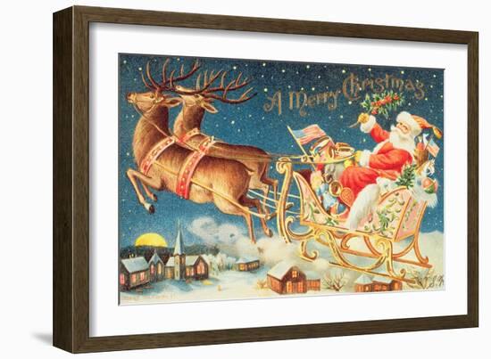Santa in His Sleigh-null-Framed Giclee Print