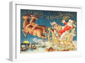 Santa in His Sleigh-null-Framed Giclee Print