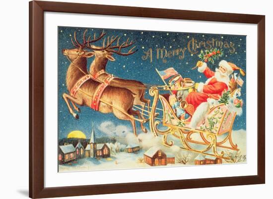 Santa in His Sleigh-null-Framed Giclee Print