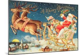 Santa in His Sleigh-null-Mounted Giclee Print