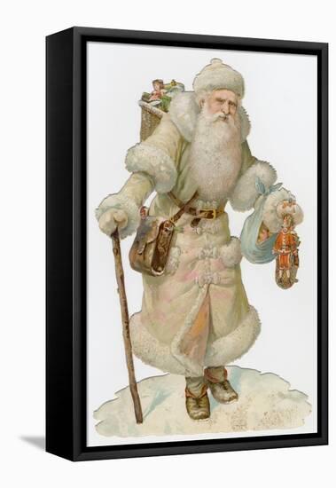 Santa in White-null-Framed Stretched Canvas