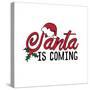 Santa is Coming -Calligraphy for Christmas-Regina Tolgyesi-Stretched Canvas