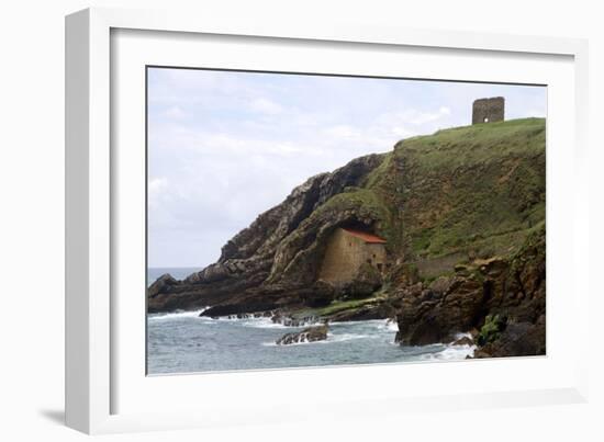 Santa Justa Beach and Old Monastery, Cantabria, Spain-David R. Frazier-Framed Photographic Print