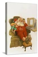 Santa Learning Computer-Hal Frenck-Stretched Canvas