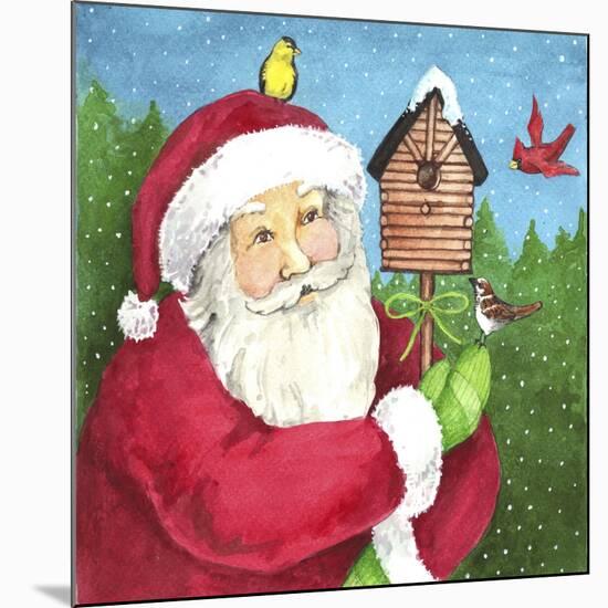 santa log birdhouse-Melinda Hipsher-Mounted Giclee Print