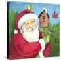 santa log birdhouse-Melinda Hipsher-Stretched Canvas