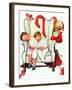 Santa Looking at Two Sleeping Children (or Santa Filling the Stockings)-Norman Rockwell-Framed Giclee Print