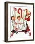 Santa Looking at Two Sleeping Children (or Santa Filling the Stockings)-Norman Rockwell-Framed Premium Giclee Print