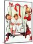 Santa Looking at Two Sleeping Children (or Santa Filling the Stockings)-Norman Rockwell-Mounted Premium Giclee Print