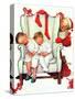 Santa Looking at Two Sleeping Children (or Santa Filling the Stockings)-Norman Rockwell-Stretched Canvas
