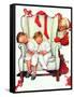 Santa Looking at Two Sleeping Children (or Santa Filling the Stockings)-Norman Rockwell-Framed Stretched Canvas