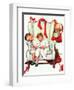 Santa Looking at Two Sleeping Children (or Santa Filling the Stockings)-Norman Rockwell-Framed Giclee Print