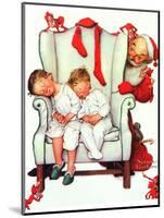 Santa Looking at Two Sleeping Children (or Santa Filling the Stockings)-Norman Rockwell-Mounted Giclee Print