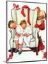 Santa Looking at Two Sleeping Children (or Santa Filling the Stockings)-Norman Rockwell-Mounted Giclee Print