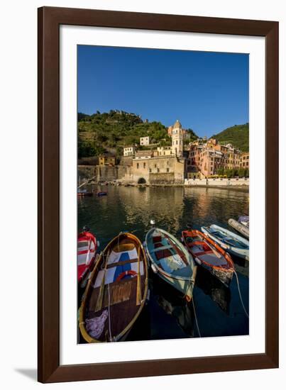 Santa Margheritte de Antiochia church and harbor, Vernazza, Cinque Terre, Italy.-Michael DeFreitas-Framed Photographic Print