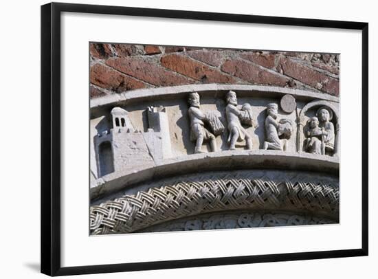 Santa Maria Assunta Di Calvenzano Church, Entrance, Detail of Sculptural Decoration-null-Framed Giclee Print