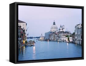 Santa Maria della Salute Cathedral from Academia Bridge along the Grand Canal at Dusk, Venice-Dennis Flaherty-Framed Stretched Canvas