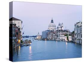 Santa Maria della Salute Cathedral from Academia Bridge along the Grand Canal at Dusk, Venice-Dennis Flaherty-Stretched Canvas