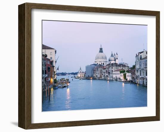 Santa Maria della Salute Cathedral from Academia Bridge along the Grand Canal at Dusk, Venice-Dennis Flaherty-Framed Photographic Print