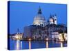 Santa Maria della Salute Cathedral from Academia Bridge along the Grand Canal at Dusk, Venice-Dennis Flaherty-Stretched Canvas