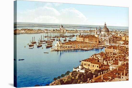 Santa Maria Della Salute from the Campanile Tower in St. Marks Square, Venice, Pub. C.1900-null-Stretched Canvas